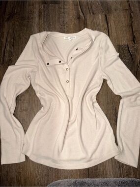 lola + grace Cream Long-Sleeve Snap Henley Tee